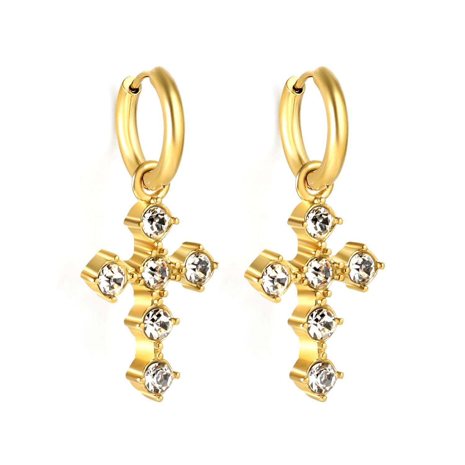 2024 New Year Fashion with Cross White Diamond Earrings asonjewelry
